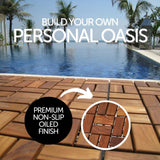 Calgary Oiled Teak Outdoor Interlocking Tiles, 18 Slat (10 sq ft)