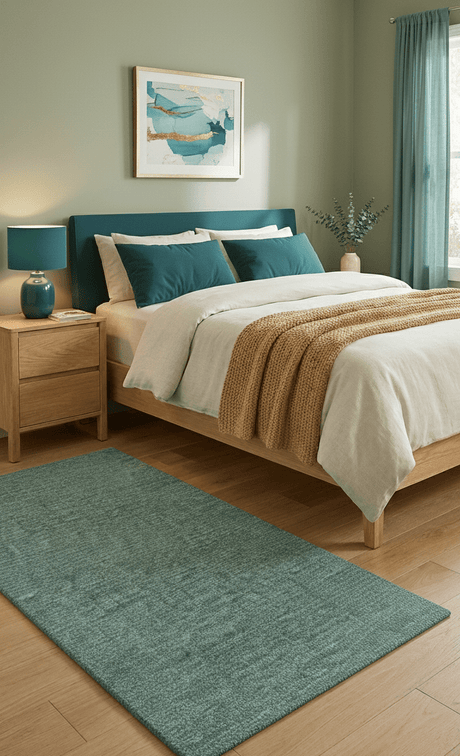Cam Custom Made Modern Style Teal Hand Tufted Wool Rug