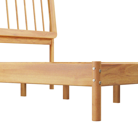 Cama Mid-Century Modern Solid Wood Spindle Bedframe