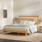Cama Mid-Century Modern Solid Wood Spindle Bedframe-Bedroom-Parc Decor