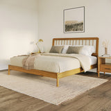 Cama Mid-Century Modern Solid Wood Spindle Bedframe-Bedroom-Parc Decor