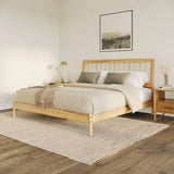 Cama Mid-Century Modern Solid Wood Spindle Bedframe-Bedroom-Parc Decor