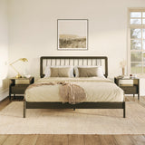 Cama Mid-Century Modern Solid Wood Spindle Bedframe-Bedroom-Parc Decor