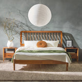 Cama Mid-Century Modern Solid Wood Spindle Bedframe-Bedroom-Parc Decor