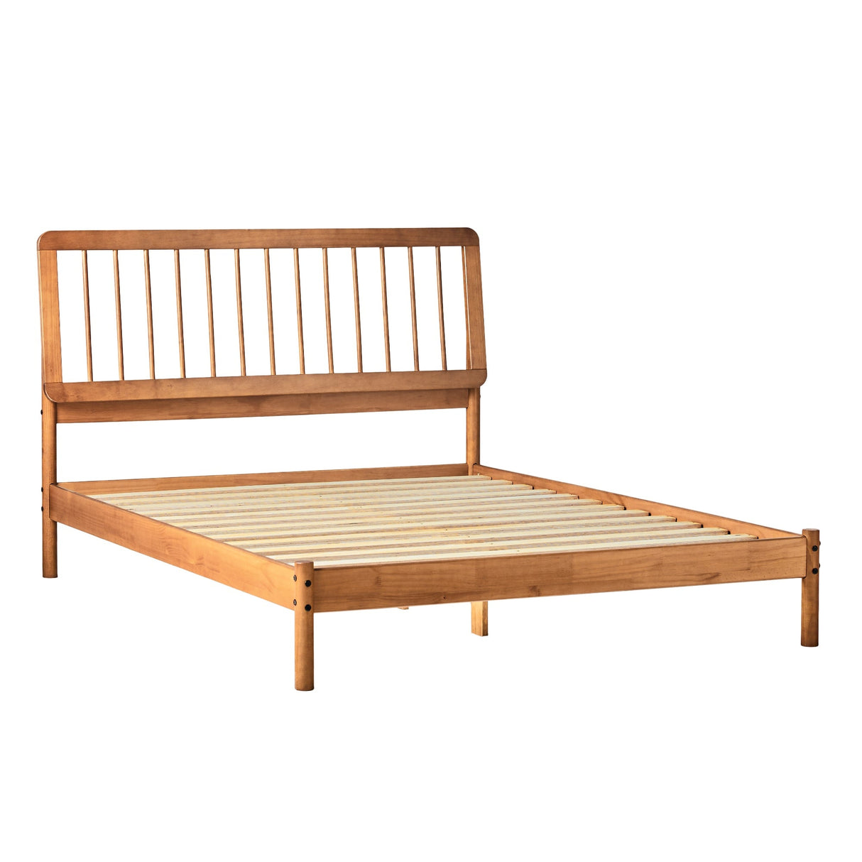 Cama Mid-Century Modern Solid Wood Spindle Bedframe-Bedroom-Parc Decor