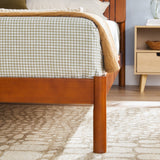 Cama Slatted Headboard Mid-Century Modern Solid Wood Bed-Bedroom-Parc Decor