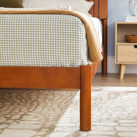 Cama Slatted Headboard Mid-Century Modern Solid Wood Bed-Bedroom-Parc Decor