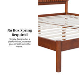 Cama Slatted Headboard Mid-Century Modern Solid Wood Bed-Bedroom-Parc Decor