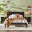 Cama Slatted Headboard Mid-Century Modern Solid Wood Bed-Bedroom-Parc Decor