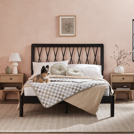 Cama X Spindle Mid-Century Modern Solid Wood Bed-Bedroom-Parc Decor