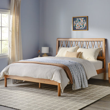 Cama X Spindle Mid-Century Modern Solid Wood Bed-Bedroom-Parc Decor