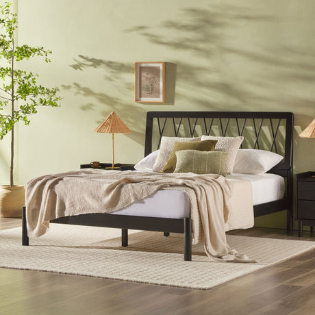 Cama X Spindle Mid-Century Modern Solid Wood Bed-Bedroom-Parc Decor