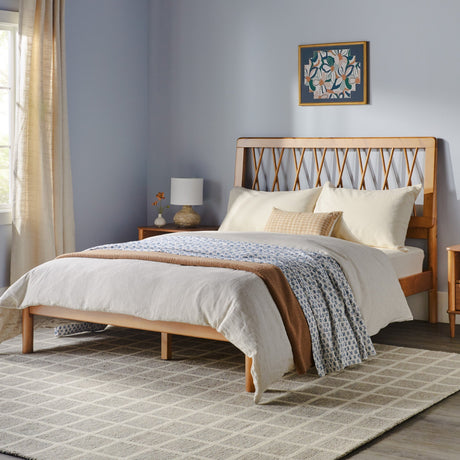 Cama X Spindle Mid-Century Modern Solid Wood Bed-Bedroom-Parc Decor