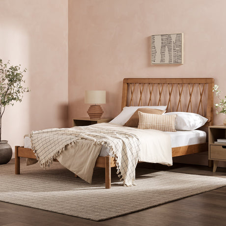 Cama X Spindle Mid-Century Modern Solid Wood Bed-Bedroom-Parc Decor