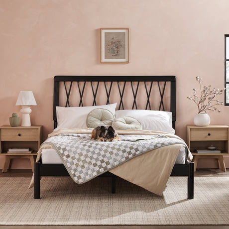 Cama X Spindle Mid-Century Modern Solid Wood Bed-Bedroom-Parc Decor