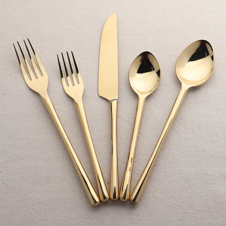 Camellia PVD Flatware, 5-Pc. Place Setting-flatware set-Parc Decor
