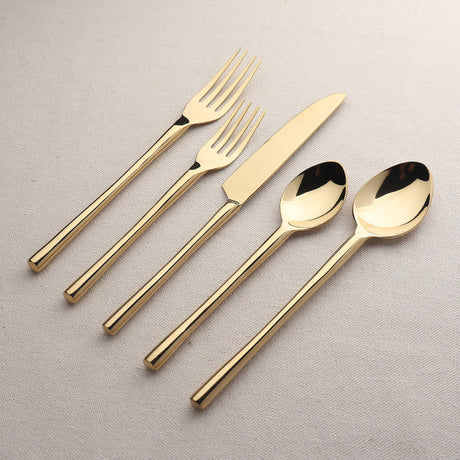 Camellia PVD Flatware, 5-Pc. Place Setting-flatware set-Parc Decor