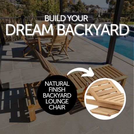 Cancun Natural Teak Outdoor Chaise Lounger with Side Table-Parc Decor