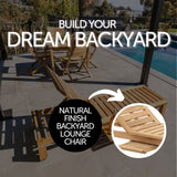 Cancun Natural Teak Outdoor Chaise Lounger with Side Table-Sunlounger-Parc Decor