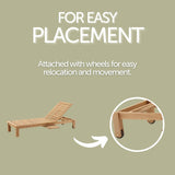 Cancun Natural Teak Outdoor Chaise Lounger with Side Table-Sunlounger-Parc Decor