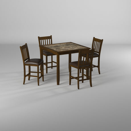 Capitola Faux Marble 5 Piece Pub Set, Espresso-Pub Set-Parc Decor
