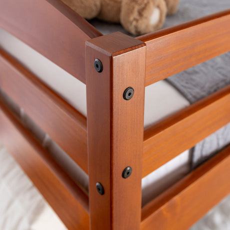 Carolina Transitional Solid Wood Twin-over-Twin Bunk Bed-Bedroom-Parc Decor