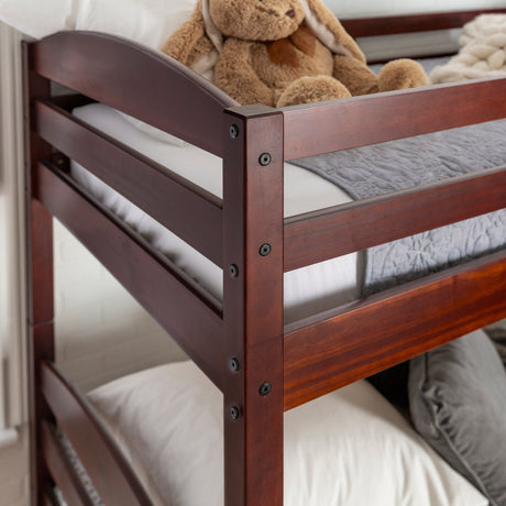 Carolina Transitional Solid Wood Twin-over-Twin Bunk Bed-Bedroom-Parc Decor