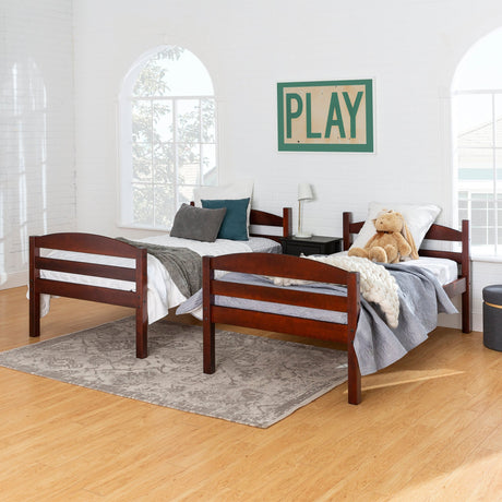 Carolina Transitional Solid Wood Twin-over-Twin Bunk Bed-Bedroom-Parc Decor