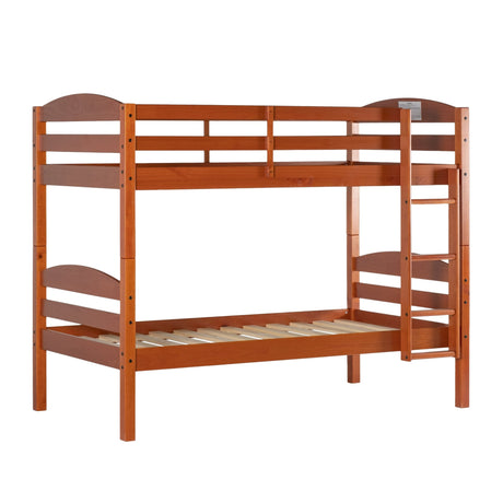 Carolina Transitional Solid Wood Twin-over-Twin Bunk Bed-Bedroom-Parc Decor
