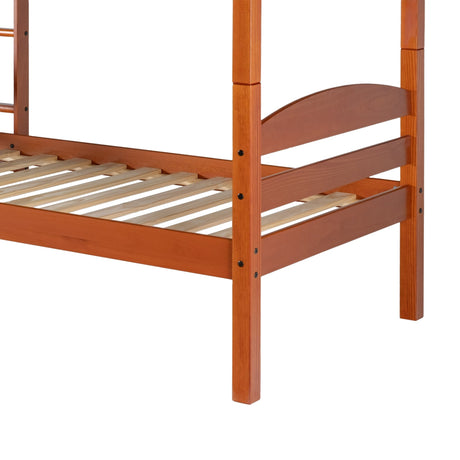 Carolina Transitional Solid Wood Twin-over-Twin Bunk Bed-Bedroom-Parc Decor