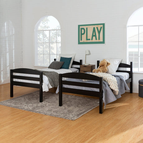 Carolina Transitional Solid Wood Twin-over-Twin Bunk Bed-Bedroom-Parc Decor