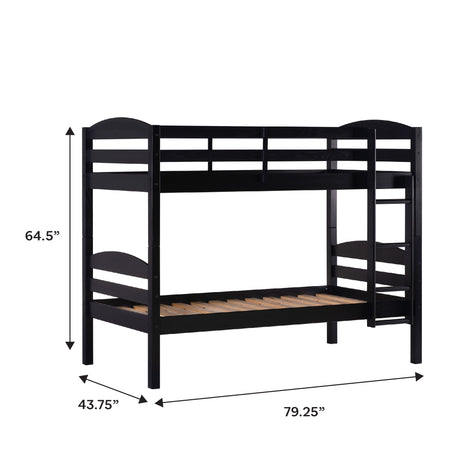 Carolina Transitional Solid Wood Twin-over-Twin Bunk Bed-Bedroom-Parc Decor