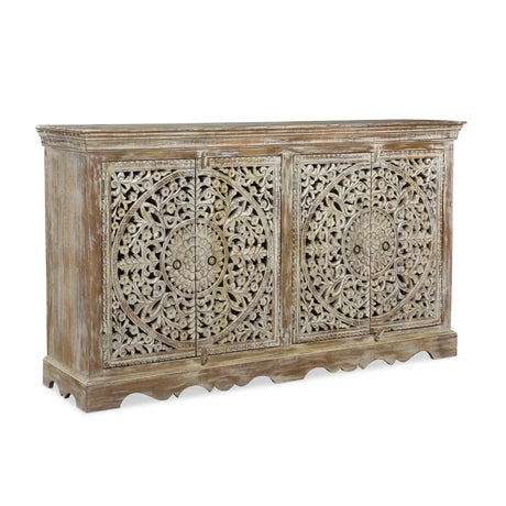 Carved Wooden 4-Door Sideboard