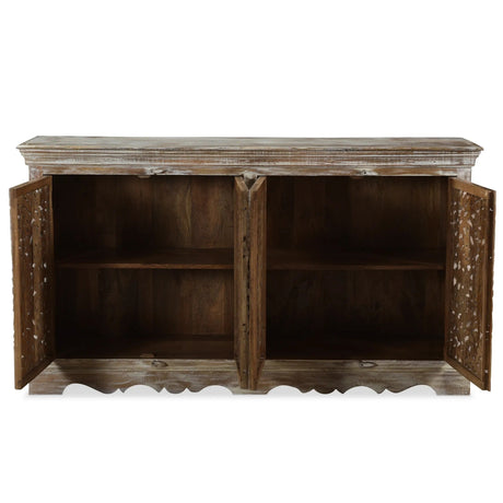 Carved Wooden 4-Door Sideboard