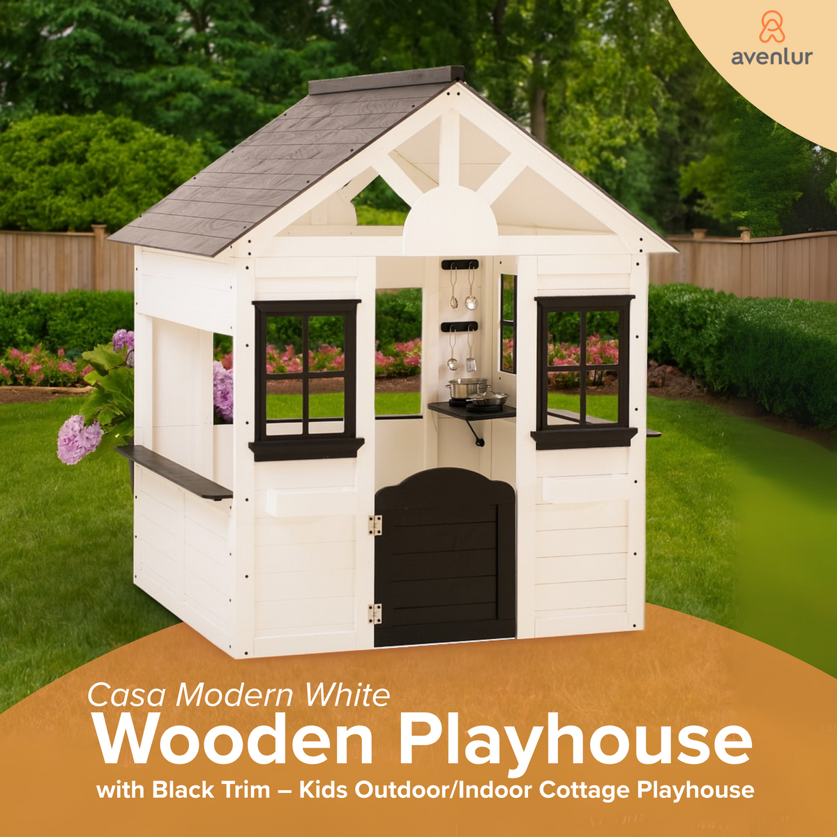 Casa | Modern White Wooden Playhouse for Kids, Indoor & Outdoor
