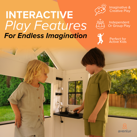 Casa | Modern White Wooden Playhouse for Kids, Indoor & Outdoor