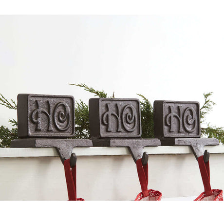 Cast Iron "Ho ho ho" Christmas Stocking Holders (Set of 3)-Home Decor-Parc Decor