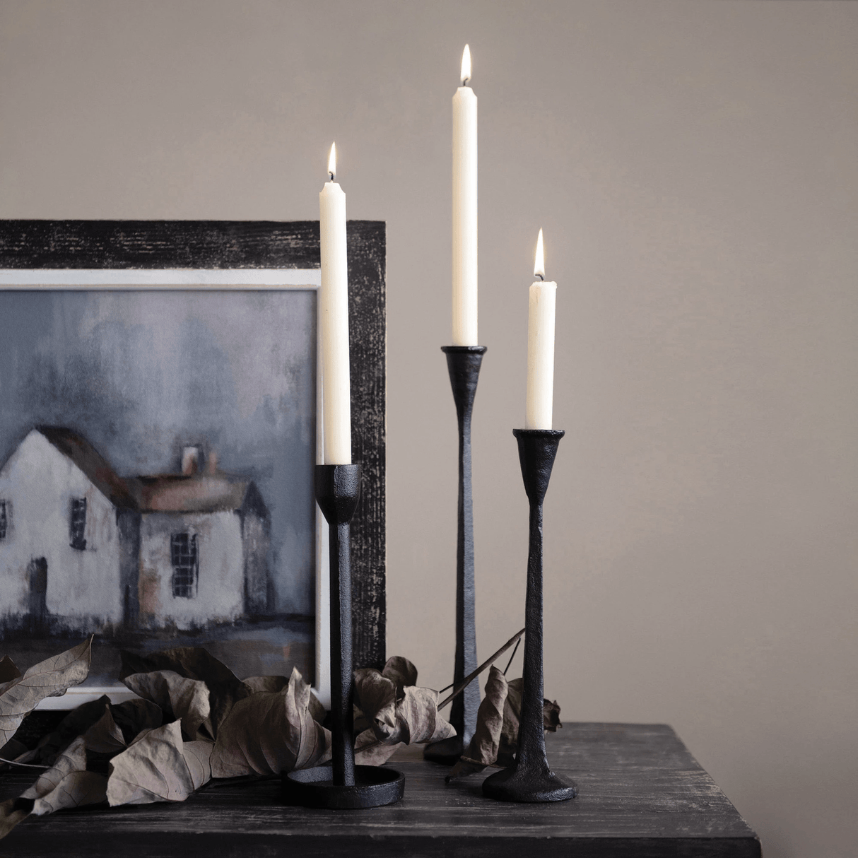 Cast Iron Taper Candle Holder-Candles and Candle Accessories-Parc Decor