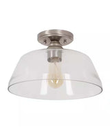 Catalina 13"W 1-Light Semi Flush Mount Vintage Light Fixture Brushed Nickel Finish with Glass Shade-Semi Flush Mount-Parc Decor