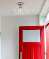 Catalina 13"W 1-Light Semi Flush Mount Vintage Light Fixture Brushed Nickel Finish with Glass Shade-Semi Flush Mount-Parc Decor