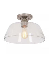 Catalina 13"W 1-Light Semi Flush Mount Vintage Light Fixture Brushed Nickel Finish with Glass Shade-Semi Flush Mount-Parc Decor