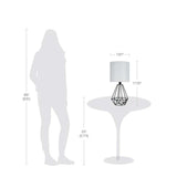 Catalina 18"H Metal Geometric Cage Matte Black Finish Table Lamp with White Linen Drum Shade