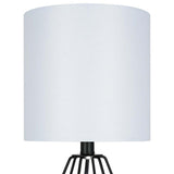 Catalina 18"H Metal Geometric Cage Matte Black Finish Table Lamp with White Linen Drum Shade