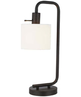 Catalina 19"H 1-Light Down Bridge Oil Rubbed Bronze Finish Table Lamp with White Linen Drum Shade-Table Lamp-Parc Decor