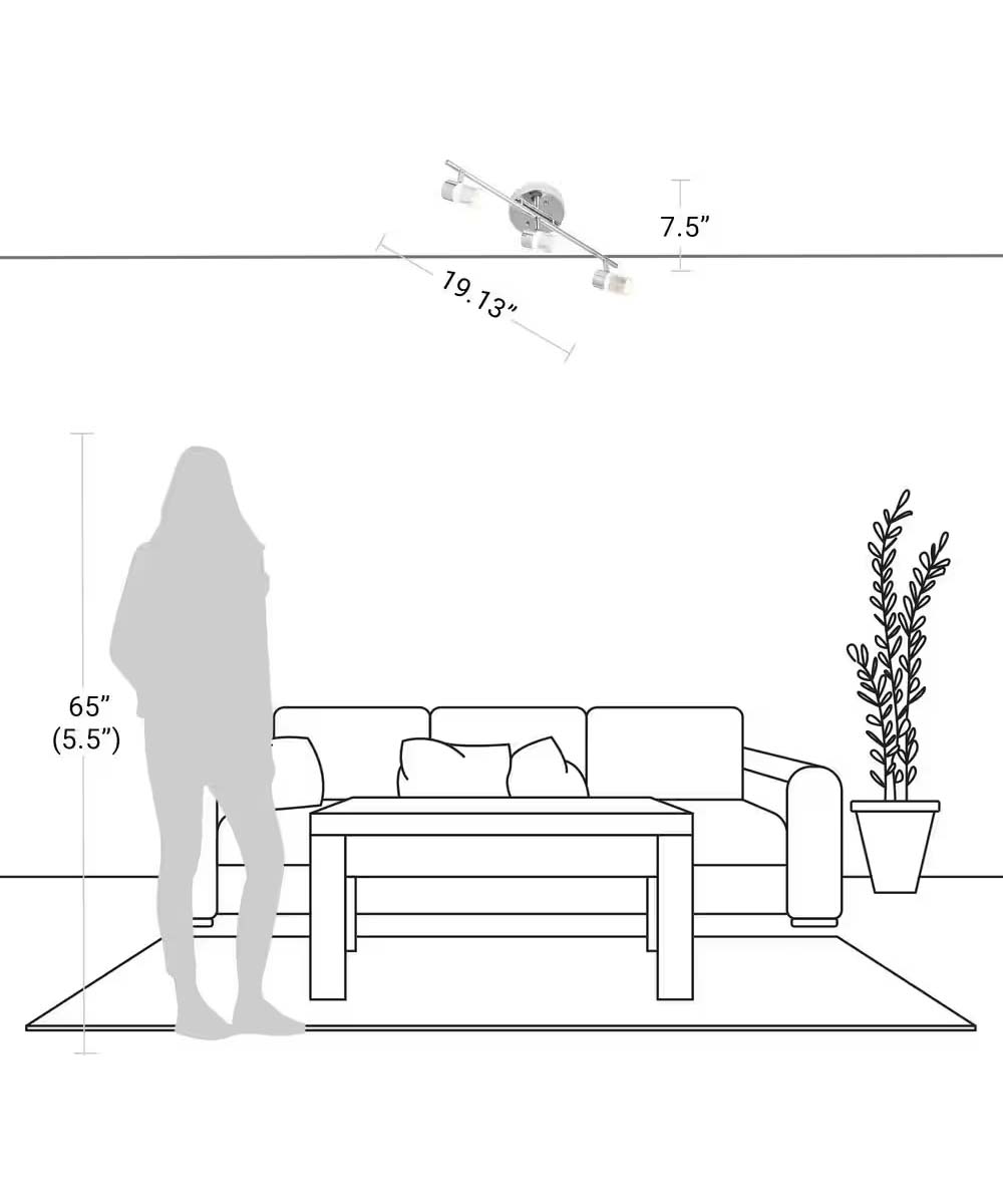 Catalina 19"W 3-Light LED Track Bar Light Fixture Brushed Nickel with Bubble Glass Shades-Semi Flush Mount-Parc Decor