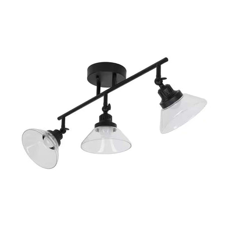 Catalina 23"W 3-Light LED Track Bar Light Fixture, Matte Black with Clear Glass Shades