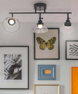 Catalina 23"W 3-Light LED Track Bar Light Fixture, Matte Black with Clear Glass Shades-Semi Flush Mount-Parc Decor