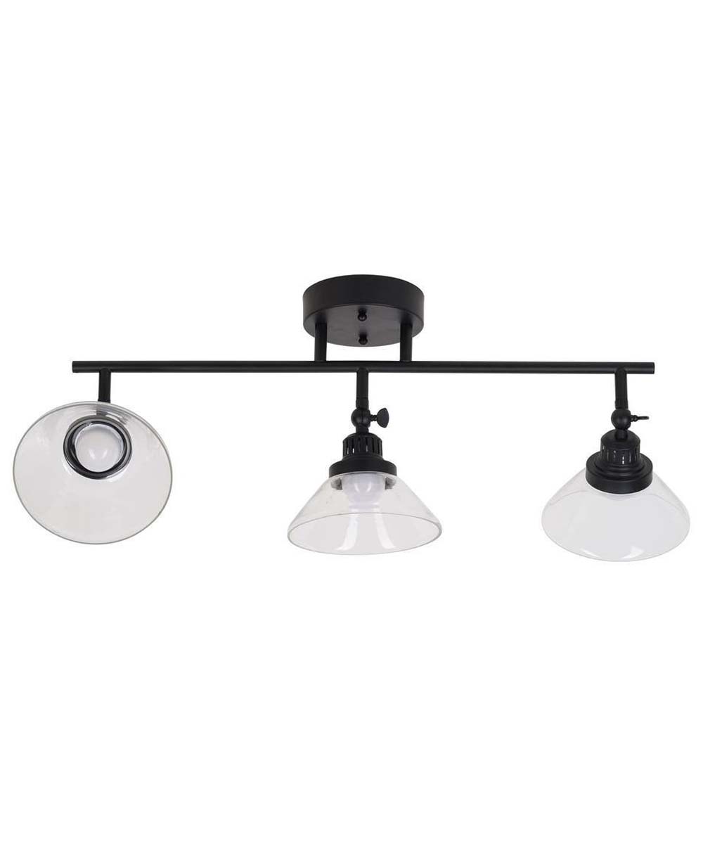 Catalina 23"W 3-Light LED Track Bar Light Fixture, Matte Black with Clear Glass Shades-Semi Flush Mount-Parc Decor