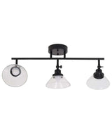 Catalina 23"W 3-Light LED Track Bar Light Fixture, Matte Black with Clear Glass Shades-Semi Flush Mount-Parc Decor