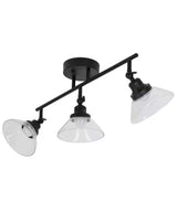 Catalina 23"W 3-Light LED Track Bar Light Fixture, Matte Black with Clear Glass Shades-Semi Flush Mount-Parc Decor